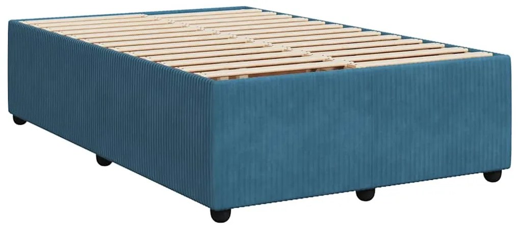 vidaXL Κρεβάτι Boxspring με Στρώμα Μπλε 120x200 εκ. Βελούδινο