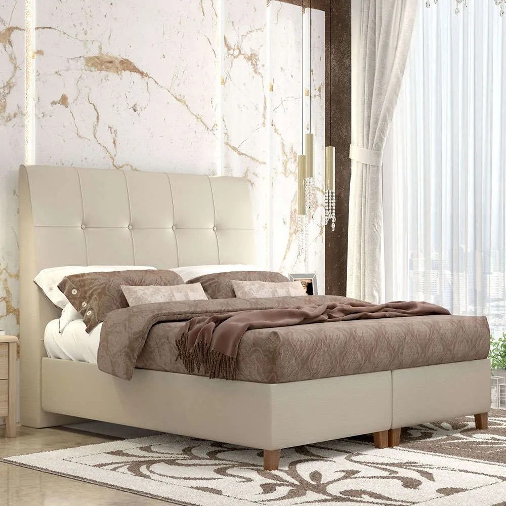 Κρεβάτι Νο60 160x200x120cm Beige Υπέρδιπλo