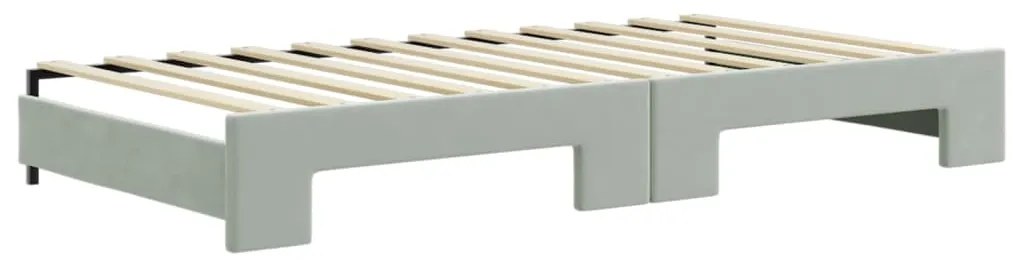 vidaXL Καναπές Κρεβάτι Συρόμενος Αν. Γκρι 100x200εκ. Βελούδο Στρώματα