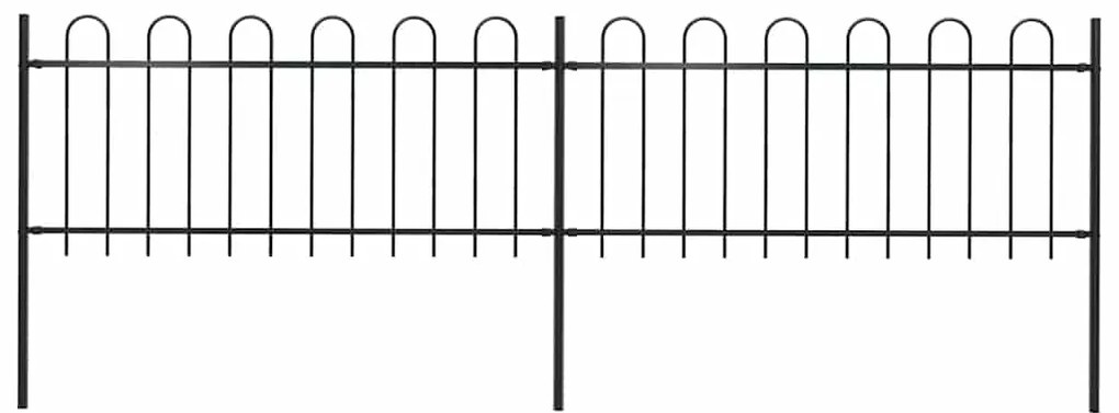 Φράχτης Κήπου με Κορυφή από Ατσάλι 359 x 80 εκ. Μαύρος