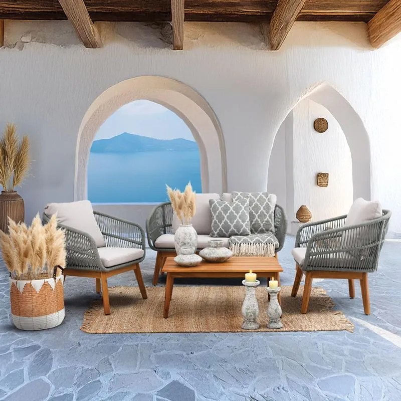 Σετ Κήπου MAUI Fylliana 4 τεμ Καφέ - Γκρί
