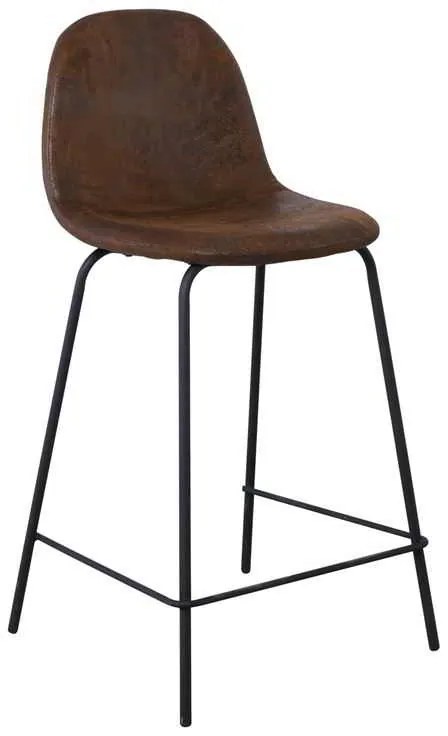 Σκαμπώ BAR CELINA Μεταλ.Μαύρο, Ύφ.Suede Καφέ Καφέ 47x51x77/107cm (Σετ 4 ΤΕΜ)