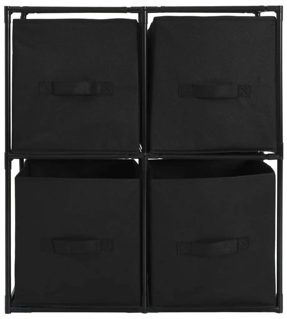 vidaXL Ντουλάπι με 4 Υφασμάτινα Καλάθια Μαύρο 63x30x71 εκ. από Ατσάλι