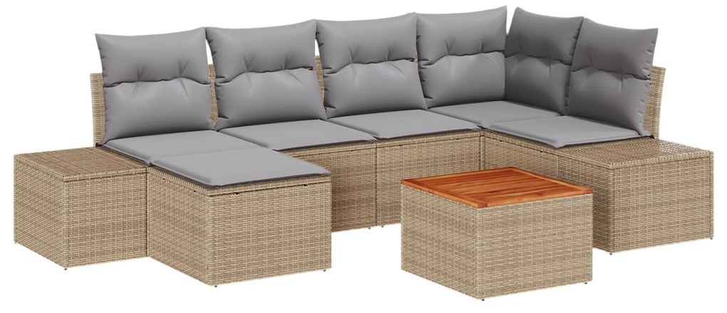 vidaXL Σετ καναπέ κήπου 7 pcs Μπεζ, ανοιχτό γκρι