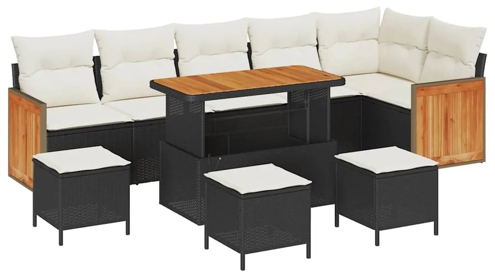 vidaXL Σετ Καναπέ Κήπου 10 pcs Μαύρο, Κρέμα 110 x 55 x 71 εκ