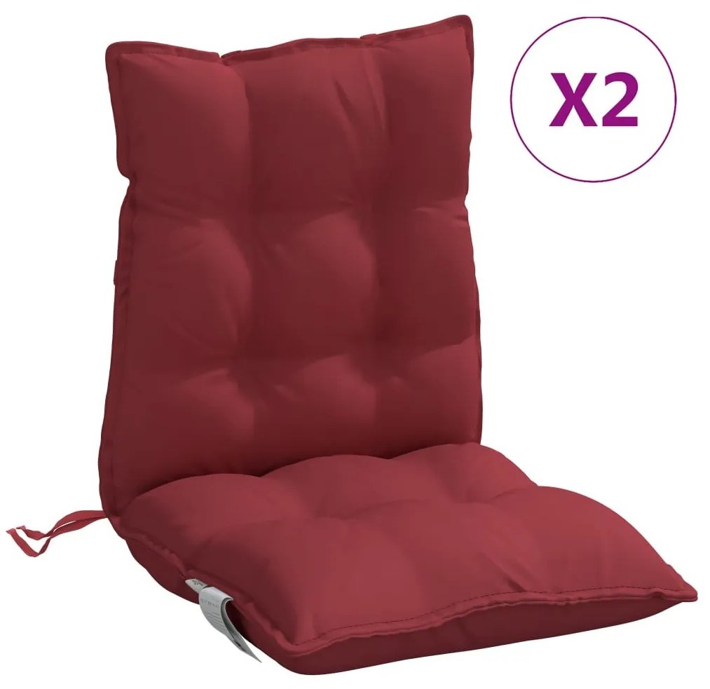 Μαξιλάρια Καρέκλας Χαμηλή Πλάτη 2 τεμ. Μπορντό Ύφασμα Oxford - Κόκκινο
