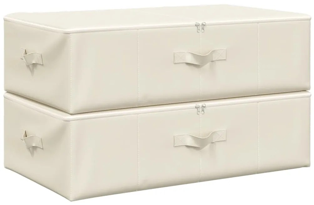 vidaXL Κουτιά Αποθήκευσης 2 τεμ. Κρεμ 70 x 40 x 18 εκ. Υφασμάτινα