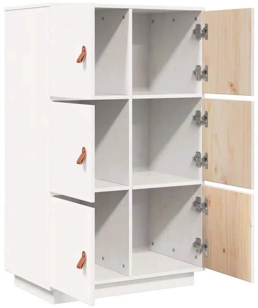 vidaXL Ντουλάπι Ψηλό Λευκό 67 x 40 x 108,5 εκ. από Μασίφ Ξύλο Πεύκου