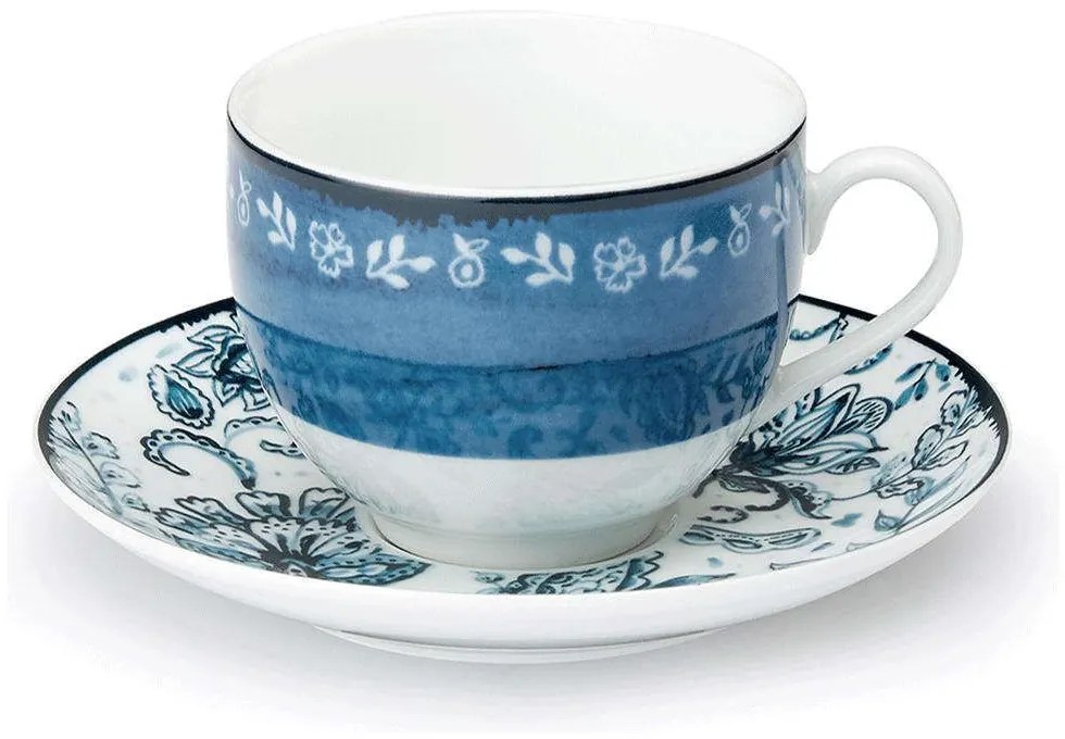 Φλυτζάνι Τσαγιού Με Πιατάκι Mediterraneo 25.275.16 250ml White-Blue Cryspo Trio Porcelain