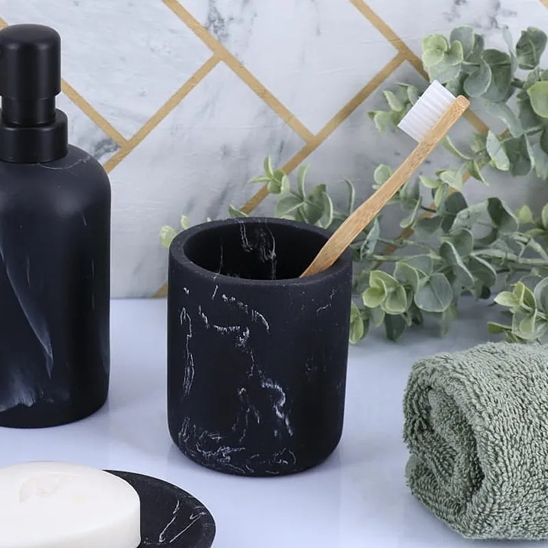 Ποτήρι Οδοντόβουρτσας (Φ7.6x9.5) T-D Marble Black 61122761