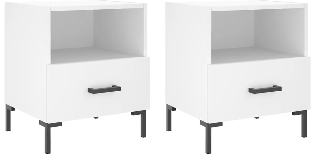 vidaXL Κομοδίνα 2 τεμ. Λευκά 40 x 35 x 47,5 εκ. από Επεξεργασμένο Ξύλο