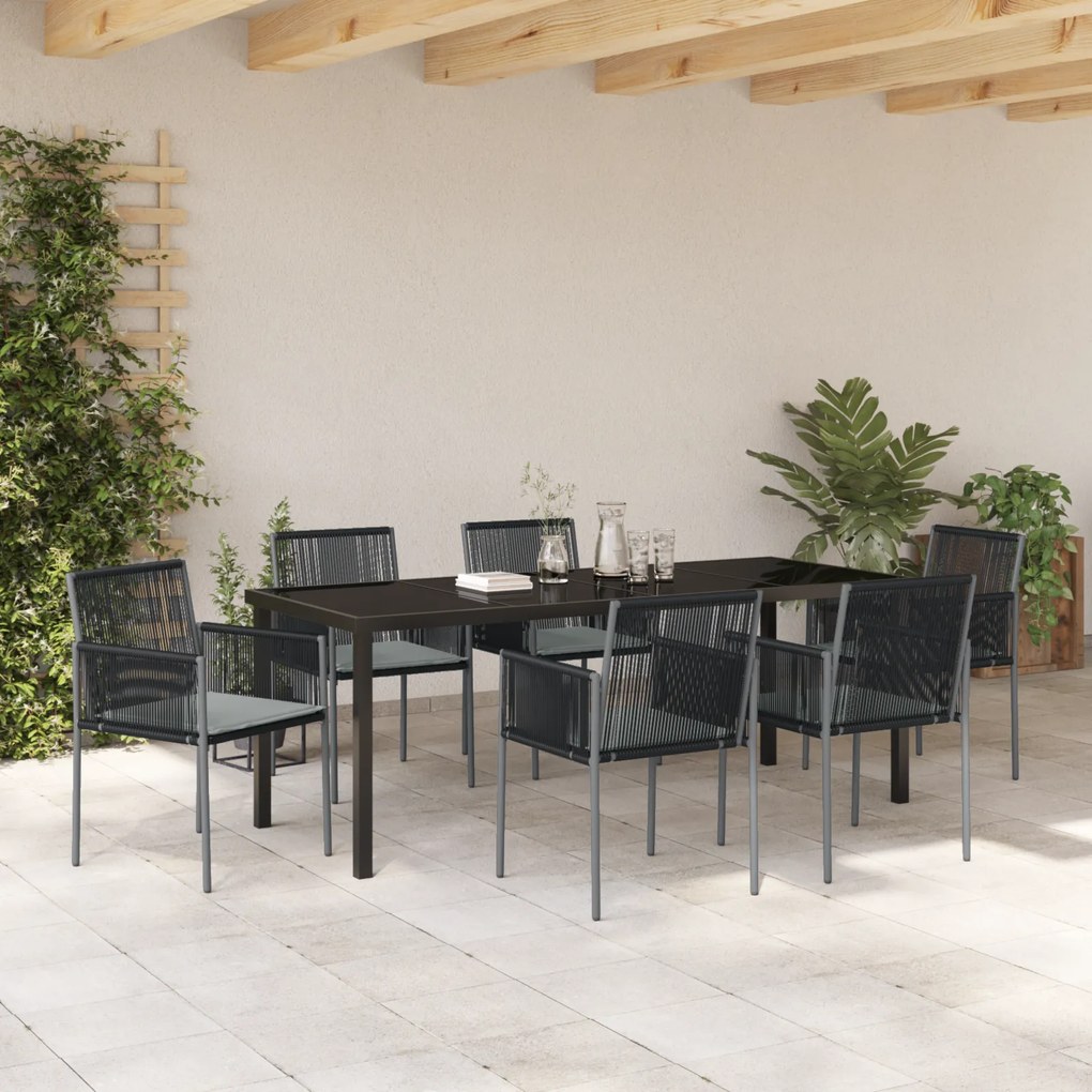 vidaXL Σετ των 4 Μαύρο Πολυ Ρατάν 54x60.5x83.5 εκ Ανθεκτικό
