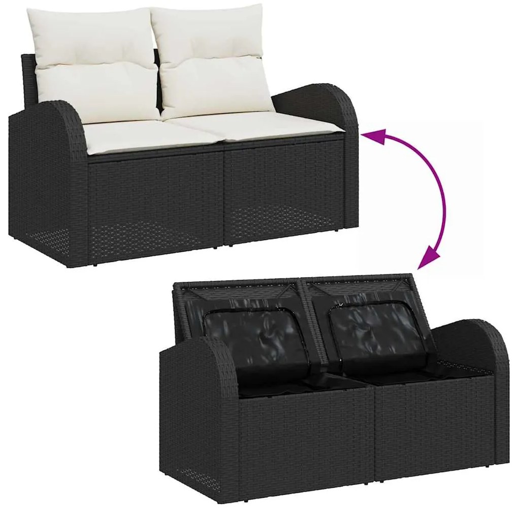 vidaXL Σετ Καναπέ Κήπου με μαξιλάρι 8 pcs Μαύρος, λευκός Πολυ ράταν