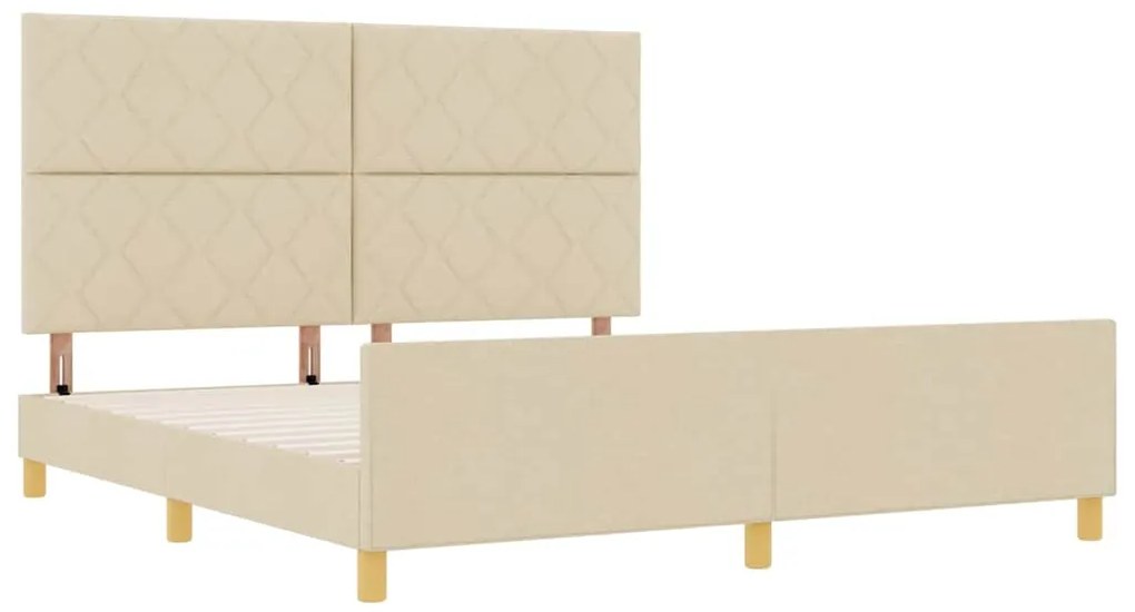 vidaXL Σκελετός Κρεβατιού με κεφαλάρι Κρεμ 180 x 200 cm ύφασμα