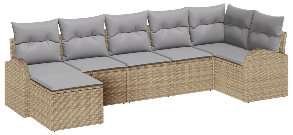 vidaXL Σετ Καναπέ Κήπου 7 pcs Μπεζ και Ανοιχτό γκρι 289 x 124 x 85 εκ