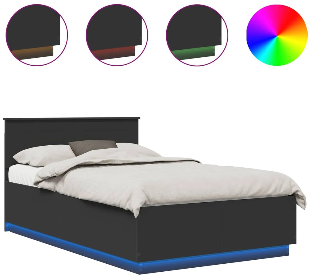 vidaXL Σκελετός Κρεβατιού Μαύρο 135 x 190 cm Επεξεργασμένο ξύλο