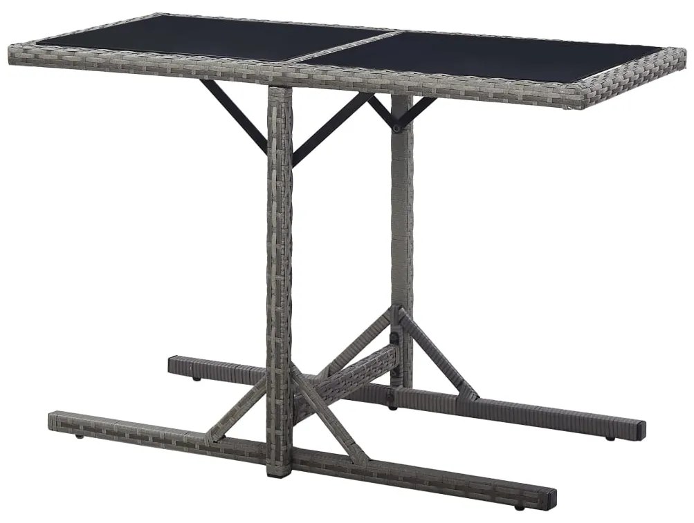 vidaXL Τραπέζι Κήπου Ανθρακί 110x53x72 εκ. Γυάλινο και Συνθετικό ρατάν