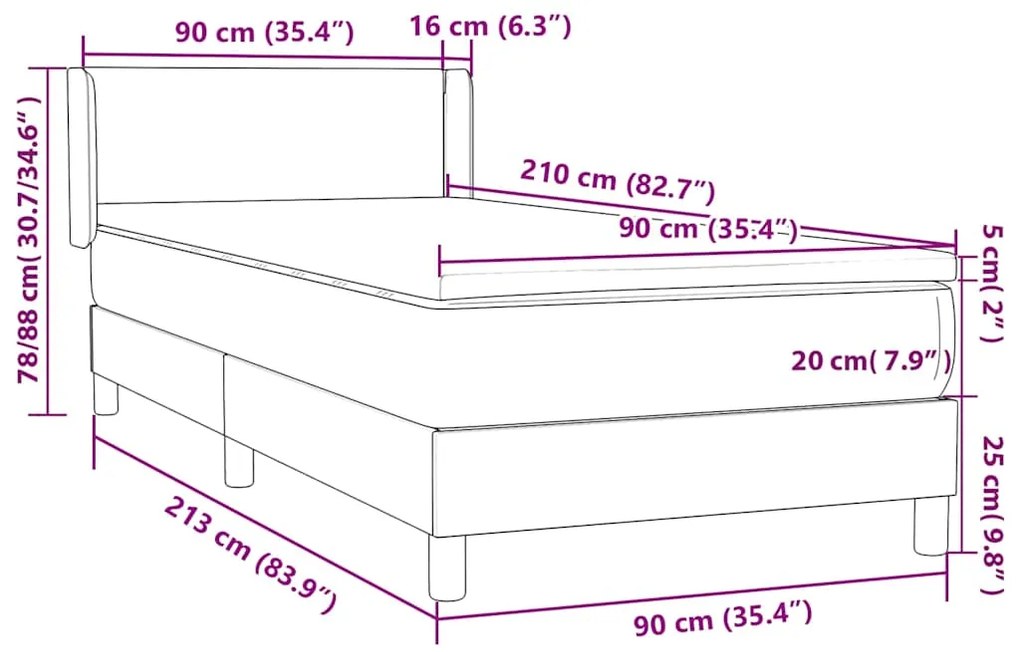 BOX SPRING ΚΡΕΒΑΤΙ ΜΕ ΣΤΡΩΜΑ ΡΟΖ 90X210 ΕΚ. ΒΕΛΟΥΔΙΝΟ 3317936