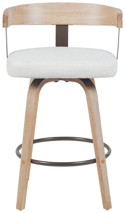 Σκαμπό μπαρ Anesy pakoworld περιστρεφόμενο μεσαίου μεγέθους μέταλλο-ξύλο με ύφασμα σε μπεζ απόχρωση 54x50x85εκ