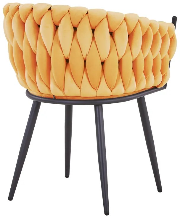 Πολυθρόνα Vivian pakoworld κίτρινο βελούδο-πόδι μαύρο μέταλλο 61x55x80εκ