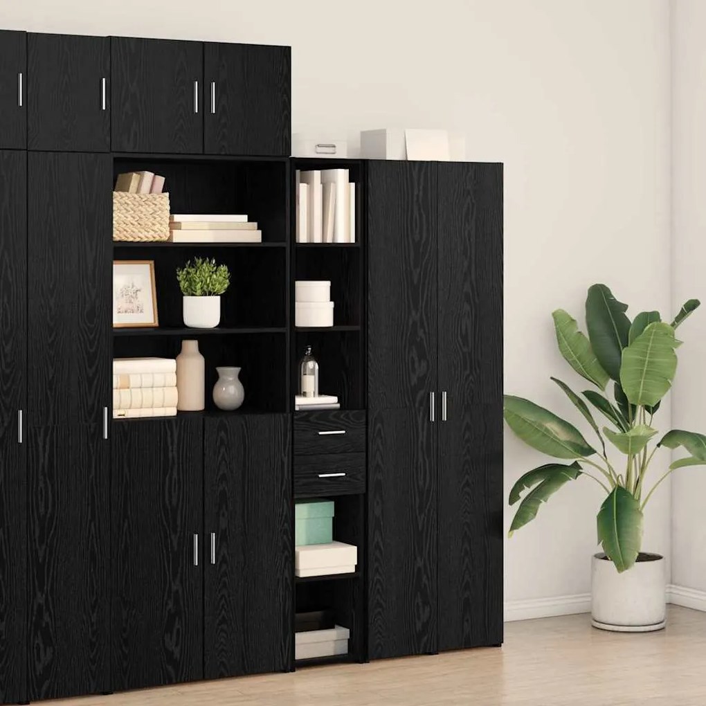 vidaXL Highboard Μαύρη δρυς 30 x 42.5 x 185 εκ Επεξεργασμένο ξύλο