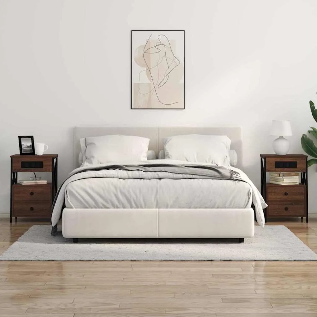 Κομοδίνο 2 pcs Καφέ δρυς 40 x 31 x 60 εκ. Επεξεργασμένο ξύλο