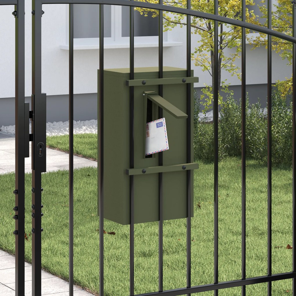 vidaXL γραμματοκιβώτιο Λαδί 30 x 23 x 55 εκ. Ατσάλι