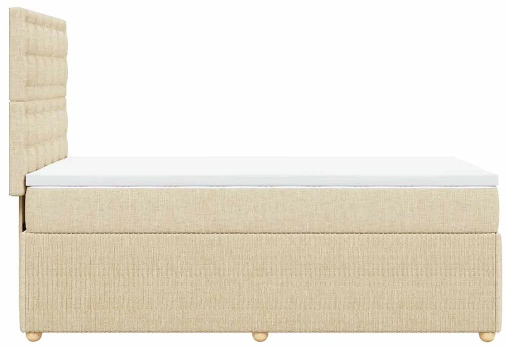 vidaXL Κρεβάτι Boxspring με Στρώμα Κρεμ 100 x 200 εκ. Υφασμάτινο