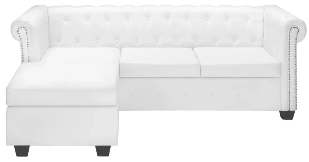 vidaXL Καναπές Γωνιακός Chesterfield Λευκός από Συνθετικό Δέρμα
