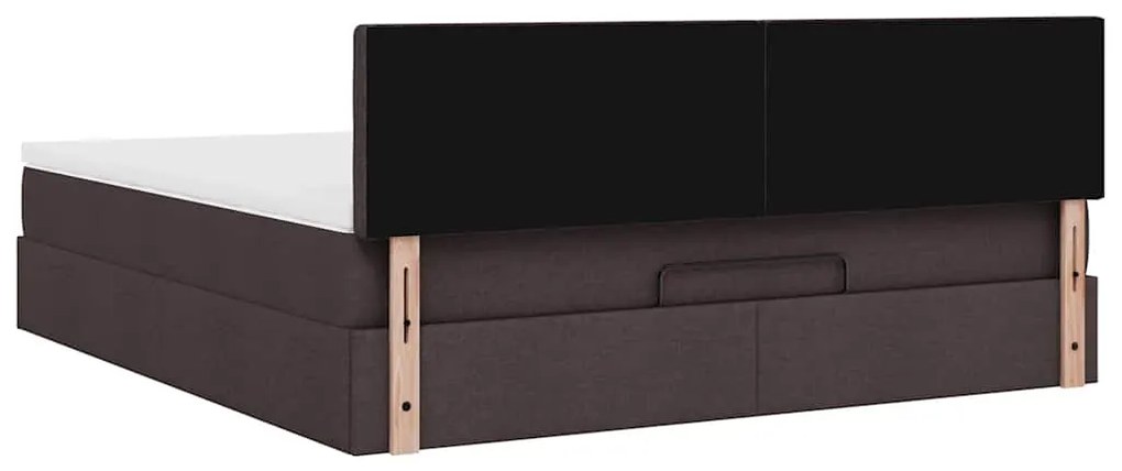 Οθωμανικό κρεβάτι με στρώμα & LEDs Σκούρο καφέ 180x200cm ύφασμα 3312495