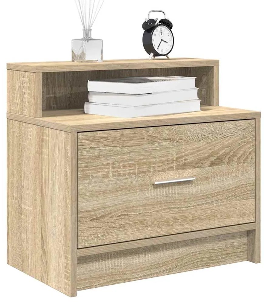 vidaXL Κομοδίνα με συρτάρι 2 τεμ. Sonoma Δρυς 51x31x47 εκ.