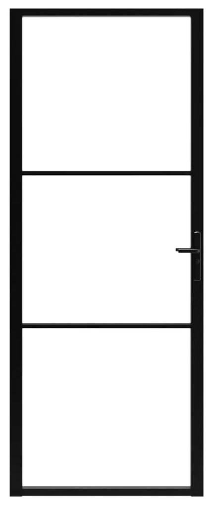 Πόρτα Εσωτερική Μαύρη 83 x 201,5 εκ. από Γυαλί ESG / Αλουμίνιο - Μαύρο