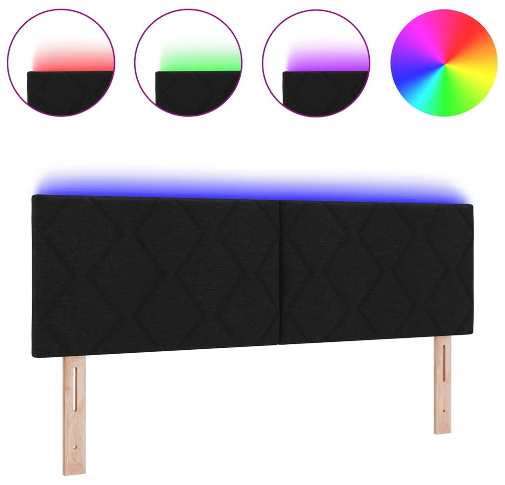 vidaXL LED Κεφαλάρι Σχέδιο Διαμαντιών Μαύρο 160 εκ Ύφασμα