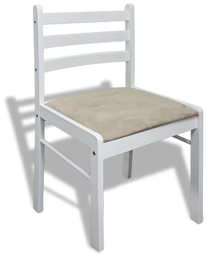 Καρέκλες Τραπεζαρίας 6 τεμ. Λευκές από Μασίφ Ξύλο / Βελούδο - Λευκό