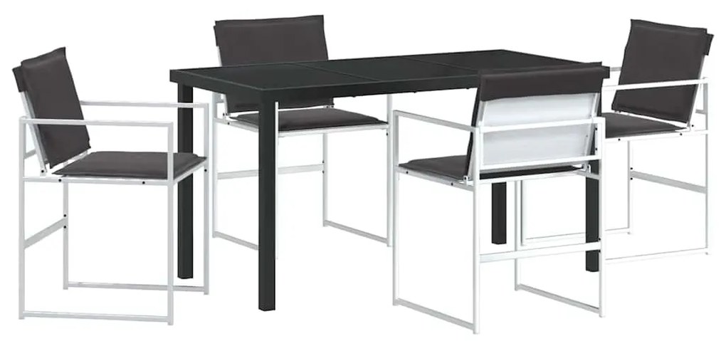 vidaXL Σέτ φαγητού για κήπο 5 pcs Λευκό Textilene και ατσάλι