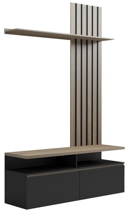 Σύνθετο σαλονιού Perlento σε μαύρο με sonoma απόχρωση 140x41x219.5εκ 140x41x219.5 εκ.