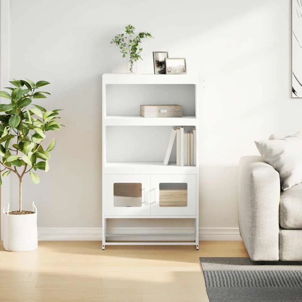 Highboard Λευκό 68x39x123 cm Ατσάλι - Λευκό