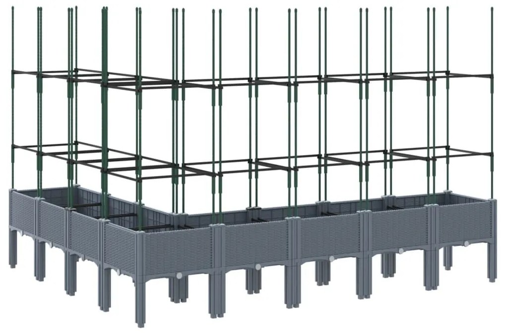 Ζαρντινιέρα Κήπου με Καφασωτό Γκρι 200x160x142,5 εκ. από PP - Γκρι