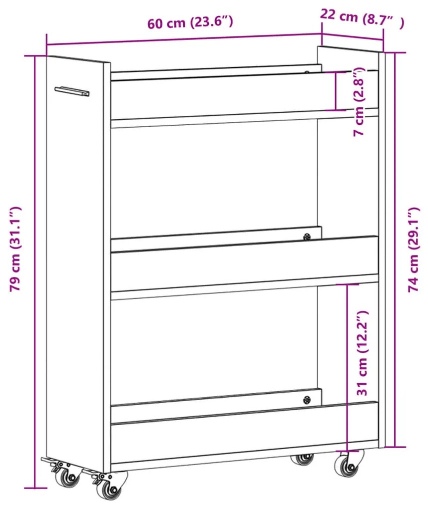 ΈΠΙΠΛΟ ΜΕ ΡΟΔΕΣ ΓΚΡΙ SONOMA 60X22X79 ΕΚ. ΑΠΟ ΕΠΕΞΕΡΓΑΣΜΕΝΟ ΞΥΛΟ 840420