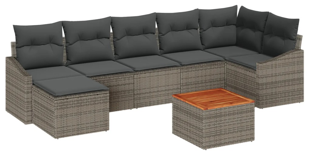 vidaXL Σετ Καναπέ Κήπου 8 pcs Γκρι 55 x 55 x 37 εκ Συνθετικό Ρατάν