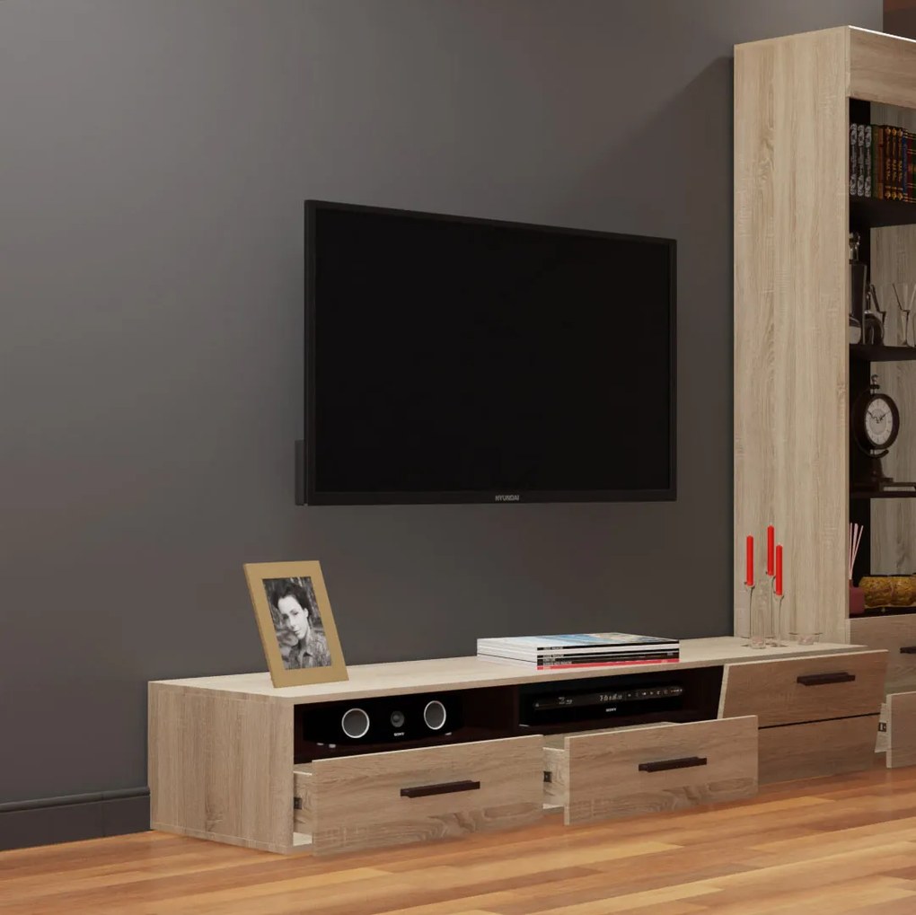 Επιπλο TV Solo 180x52x34 αριστερό Sonoma-Wenge MDF Καμπυλωτό τελείωμα στις πόρτες - TO-SOLOTV2S1DL - TO-SOLOTV2S1DL