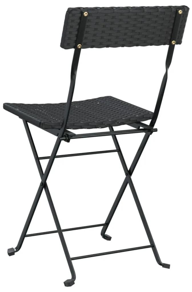 Καρέκλες Bistro Πτυσσόμενες 4 τεμ. Μαύρο Συνθετικό Ρατάν&amp;Ατσάλι - Μαύρο