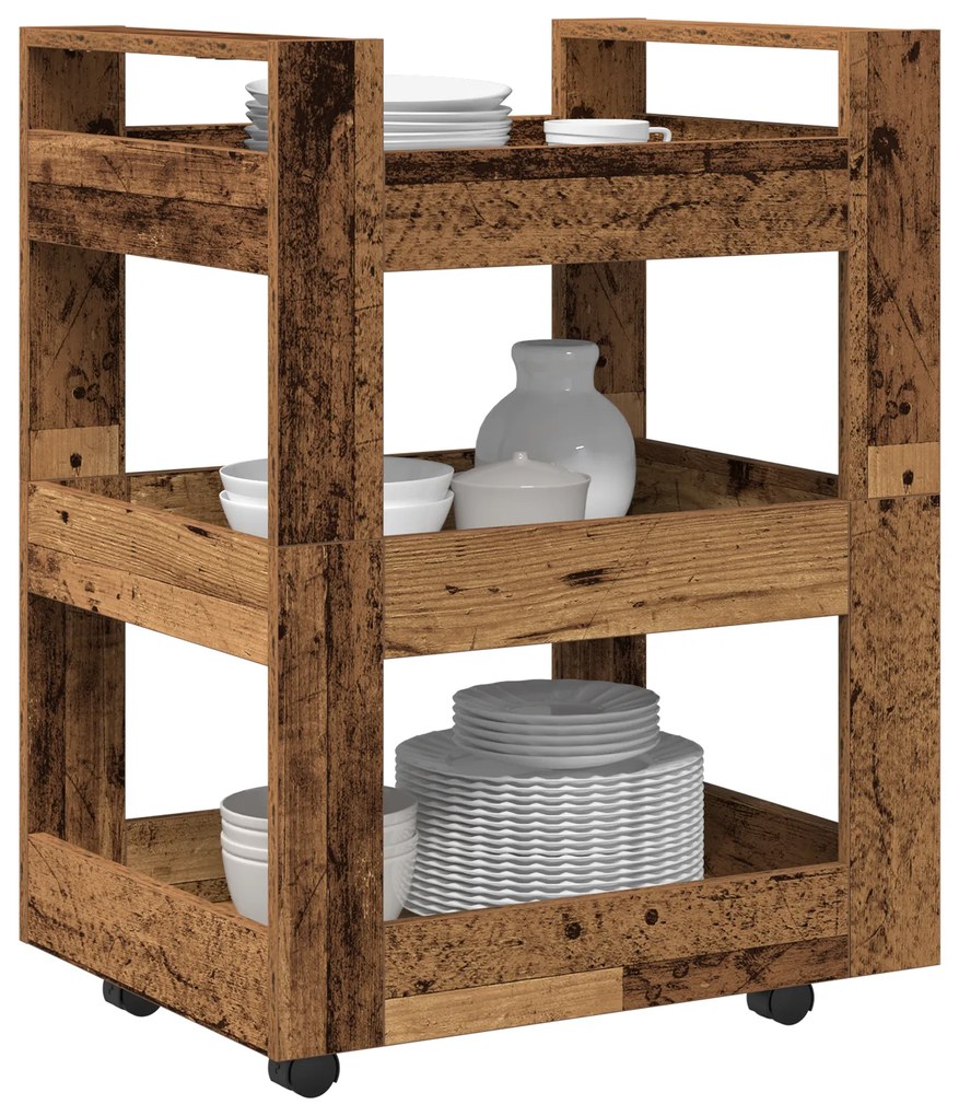 vidaXL Κινητός Τροχός Κουζίνας Παλιού Ξύλου 60x45x80 εκ. Κατασκευασμένο Ξύλο