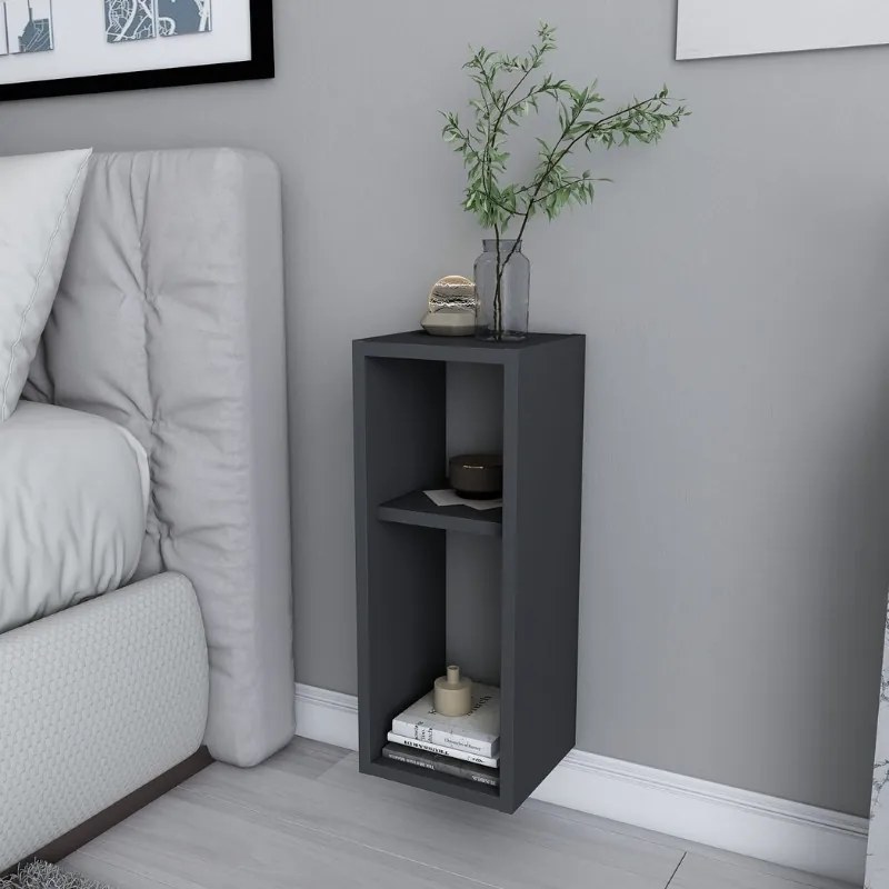 Κομοδίνο επιτοίχιο Sault Megapap χρώμα ανθρακί 23,2x22x59,6εκ.-GP052-0158,1