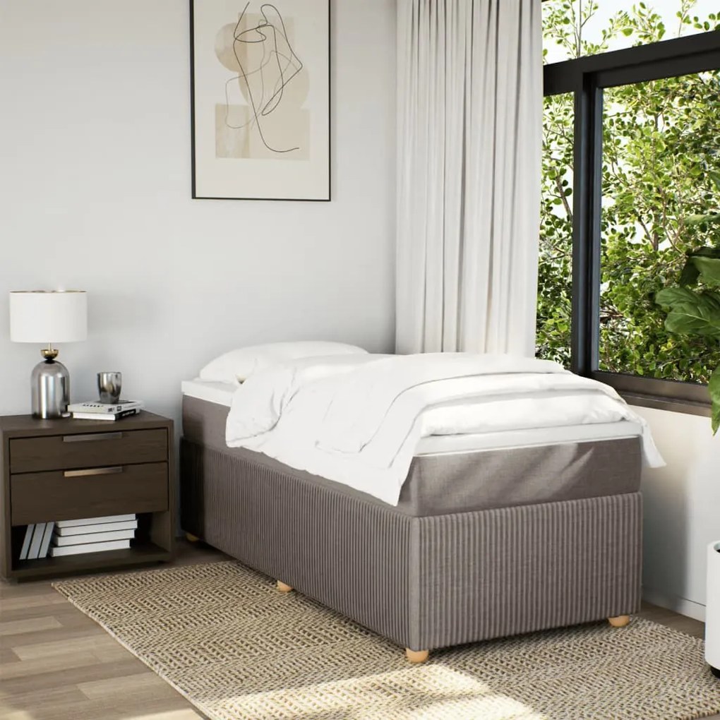 vidaXL Κρεβάτι Boxspring με Στρώμα Taupe 100 x 200 εκ. Υφασμάτινο