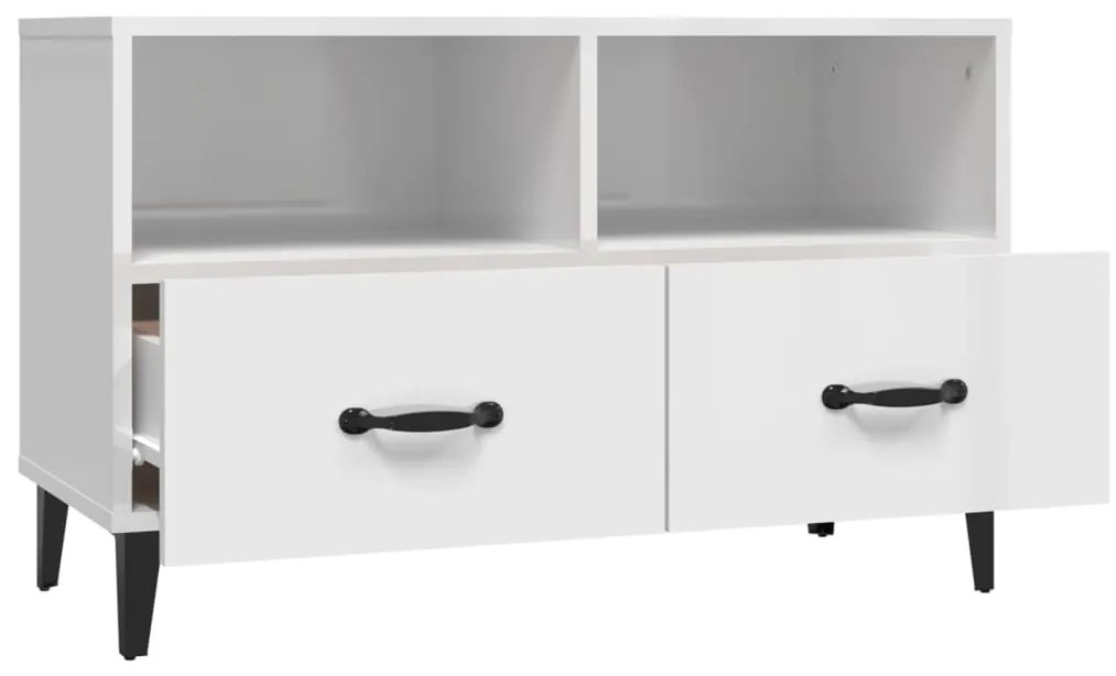 vidaXL Έπιπλο Τηλεόρασης Γυαλ. Λευκό 80x36x50 εκ. Επεξεργασμένο Ξύλο