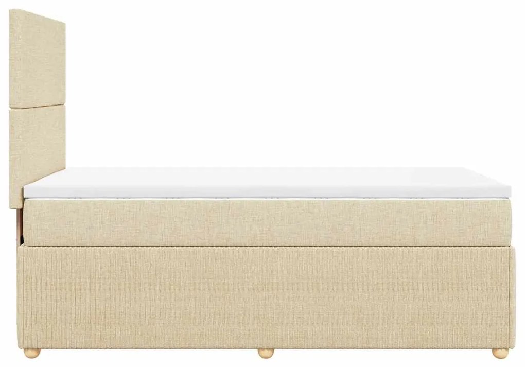 vidaXL Κρεβάτι Boxspring με Στρώμα Κρεμ 90x200 εκ.Υφασμάτινο