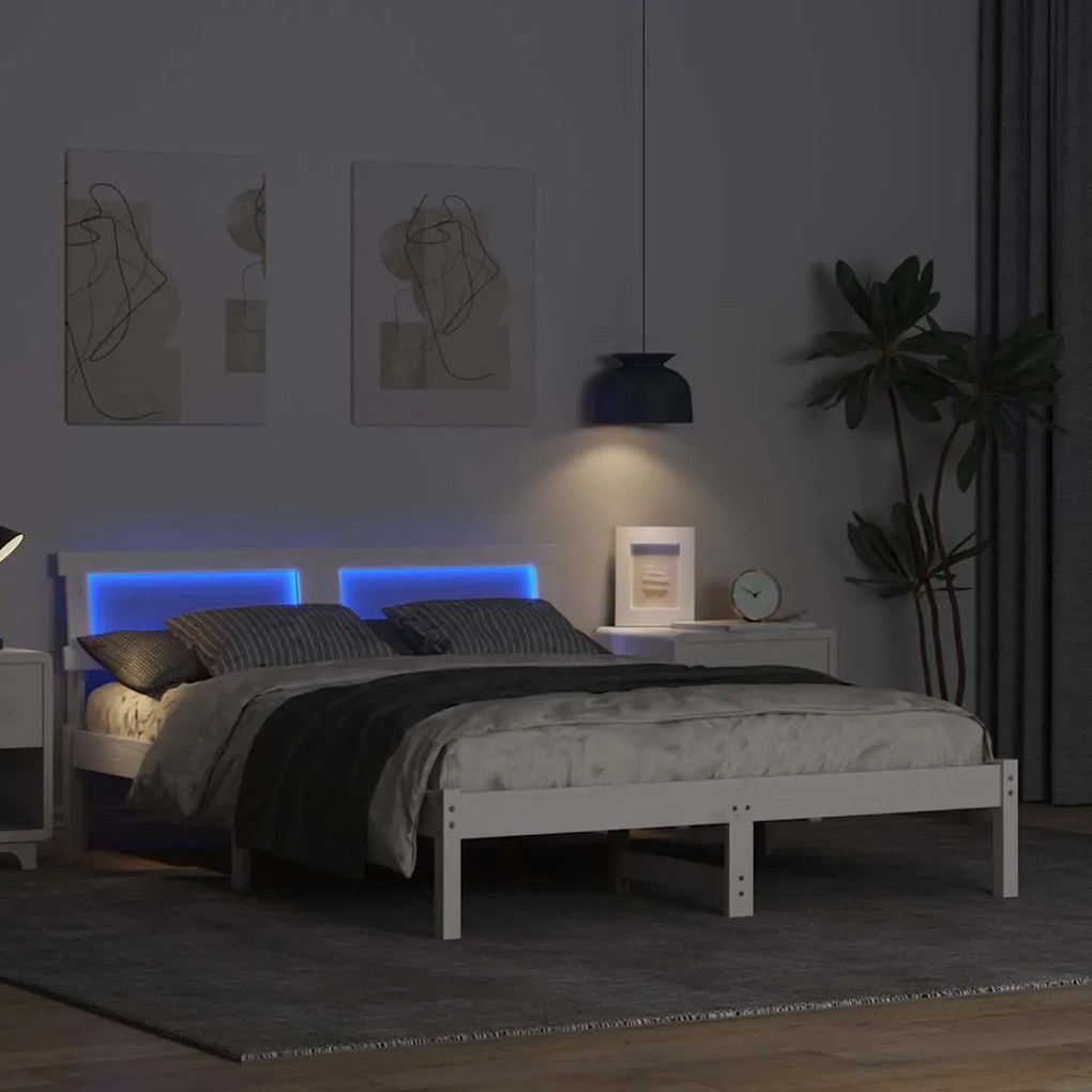 vidaXL Σκελετός Κρεβατιού Λευκό 140 x 190 cm Μασίφ ξύλο πεύκου