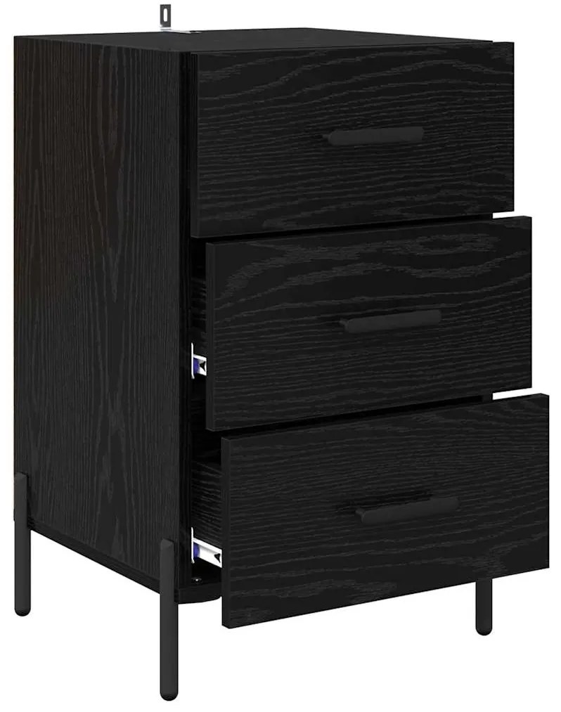 vidaXL Κομοδίνο Μαύρη Οξυά 40 x 40 x 66 εκ. Επεξεργασμένο ξύλο