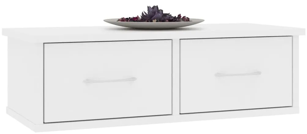 vidaXL Ράφι Τοίχου με Συρτάρια Λευκό 60 x 26 x 18,5 εκ. από Επεξ. Ξύλο